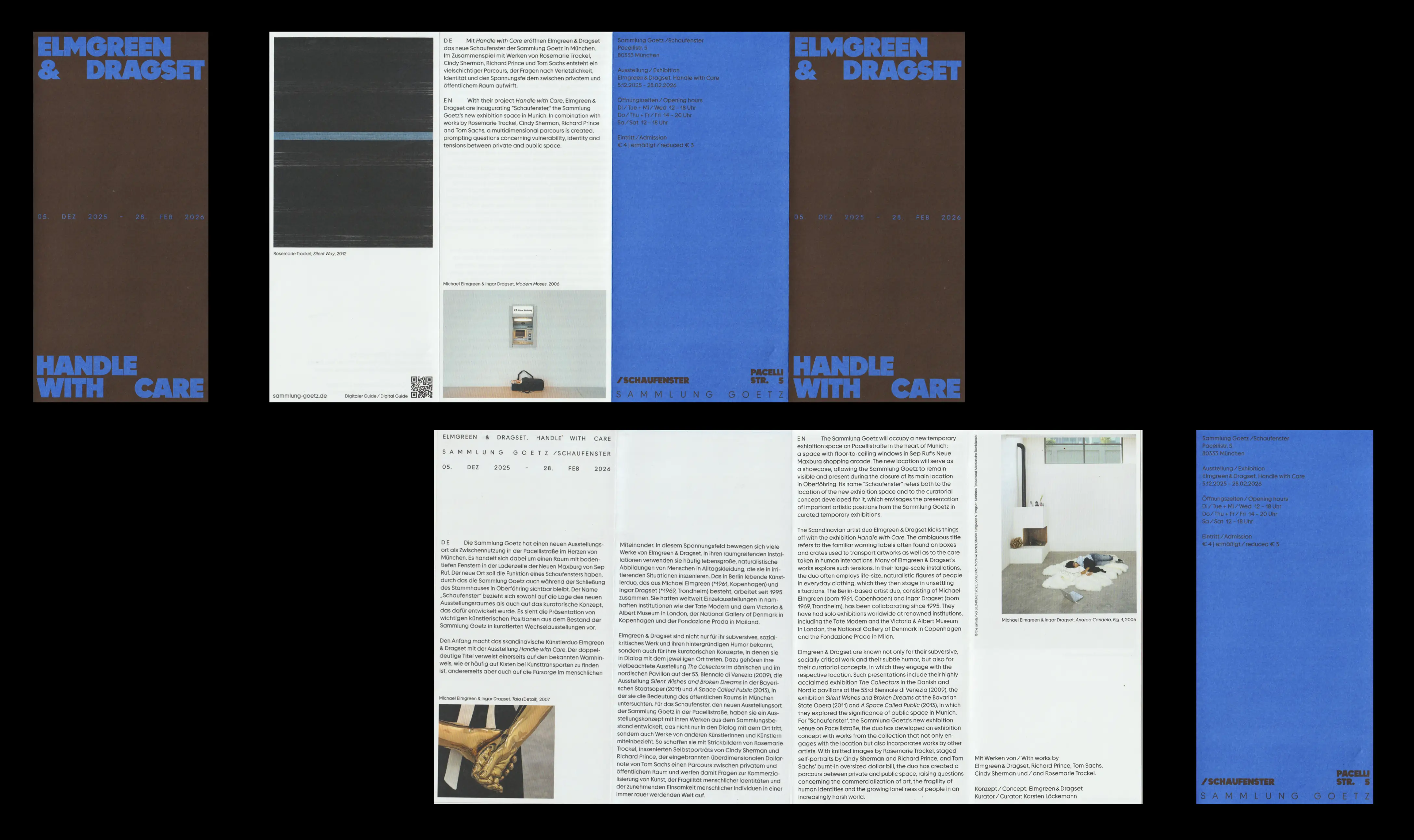 Flyer für das Schaufenster, Sammlung Goetz, Design Ausstellung Elmgreen & Dragset