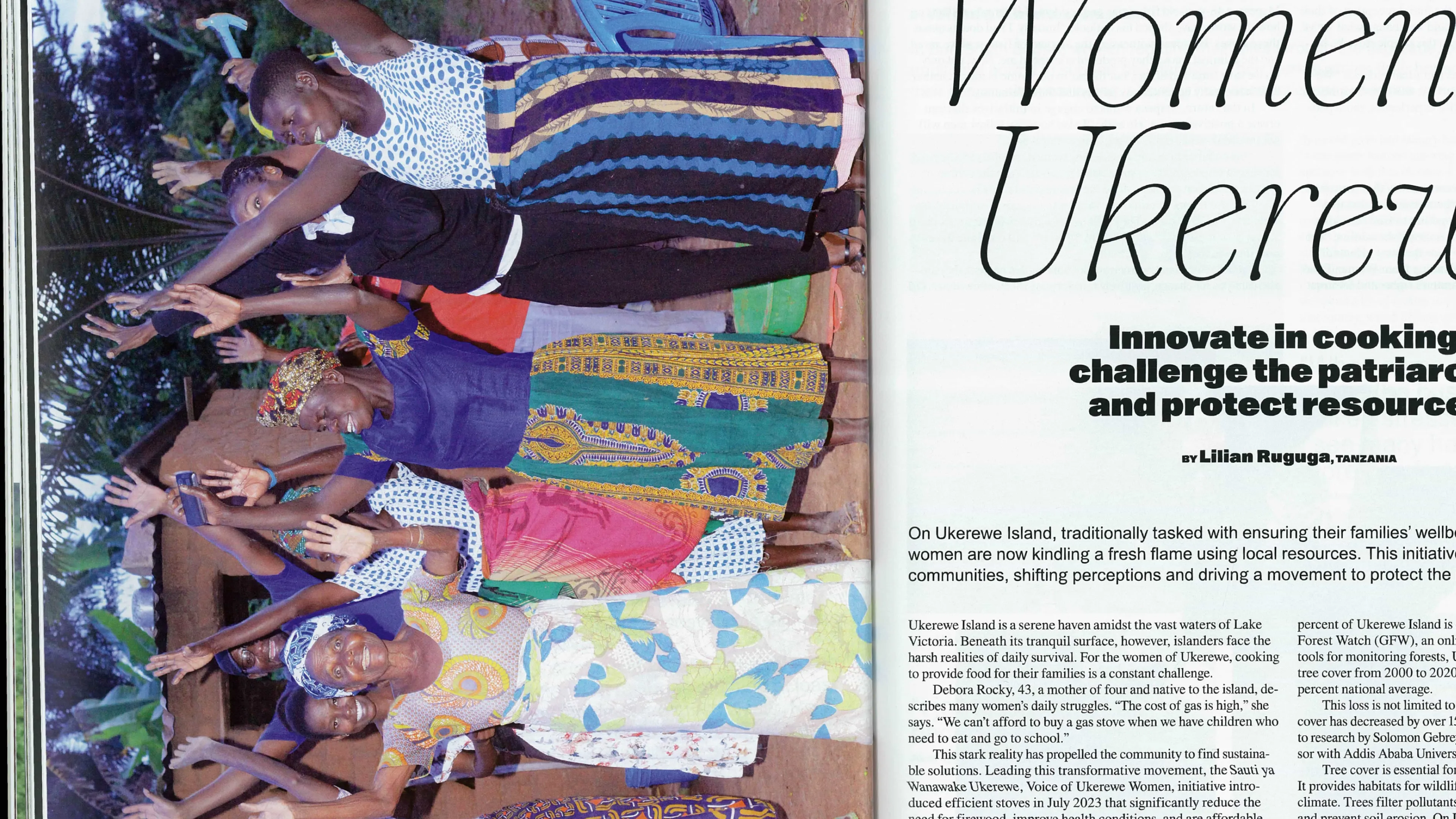 Magazin-Layout mit Foto-Anschnitt, eleganter Serif-Headline und klarem Flat-Design-Textsatz.